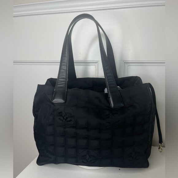 Authentic CHANEL Black Travel Line Tote Bag - Picture 2 of 8